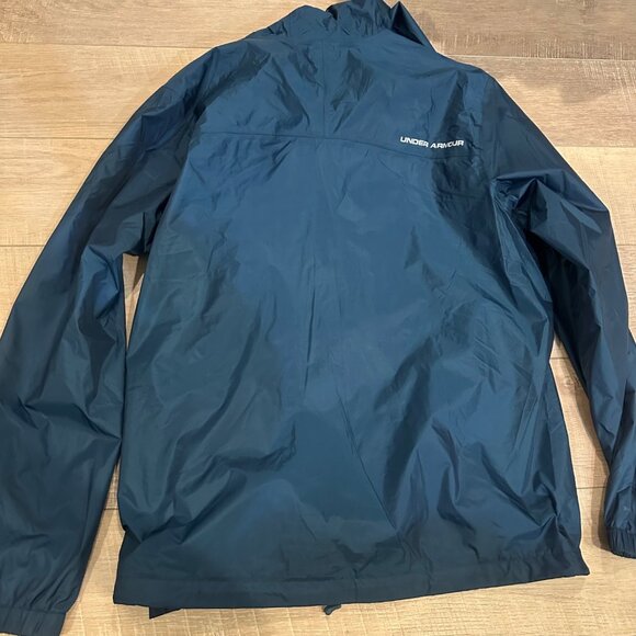 UNDER ARMOUR MENS LARGE BLUE HOODED RAIN JACKET COAT NWOT - Picture 9 of 9